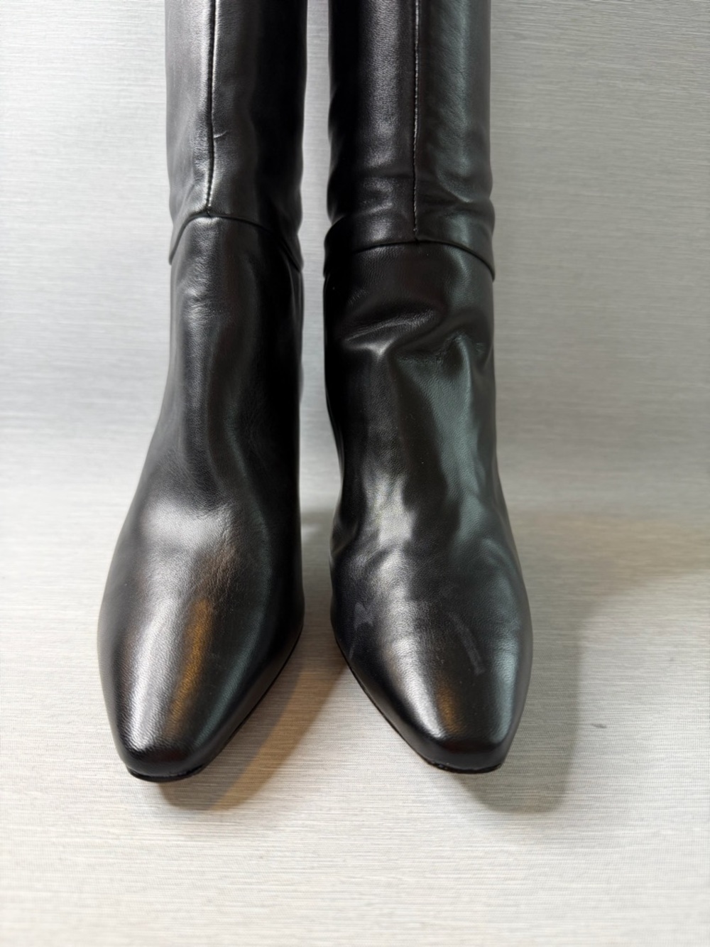 Everlane The Banana Boot Black Napa Leather Knee High Heeled Pointed Toe 7 NWB - Picture 10 of 15